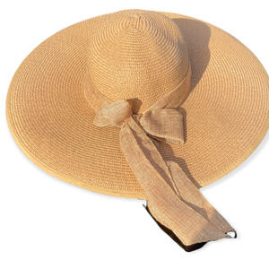 Yayilu Straw Floppy Wide Brim Hat With Ribbon